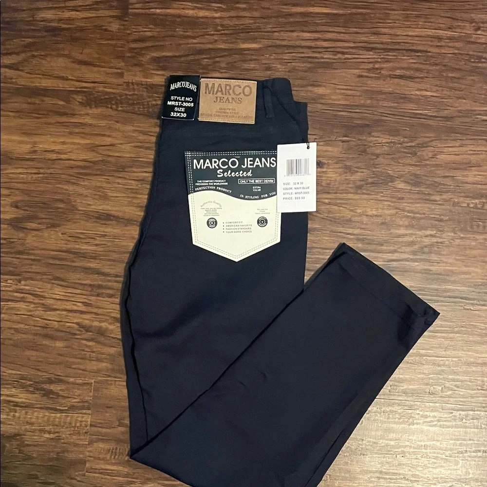Marco Dark Blue Straight-Leg Jeans. Size 32 X 30. NWT, Retail $70
